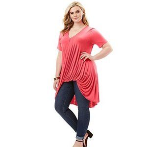 Roaman's High-Low Bubble Hem Tunic BLACK Size 2X